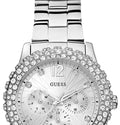 Guess Dazzler Diamonds Silver Dial Silver Steel Strap Watch for Women - W0335L1