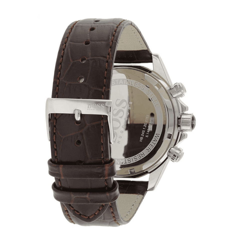 Hugo Boss Ikon White Dial Brown Leather Strap Watch for Men - 1513175