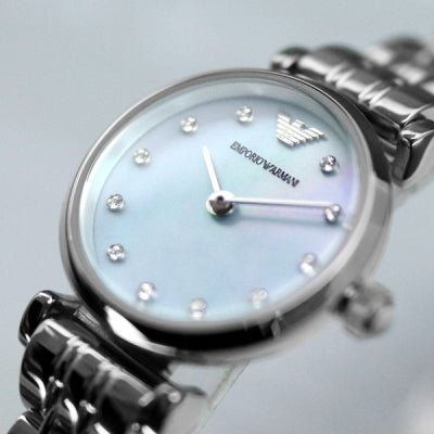 Emporio Armani Gianni Blue Dial Silver Steel Strap Watch For Women - AR1961