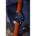 Fossil Neutra Chronograph Blue Dial Brown Leather Strap Watch for Men - FS5453