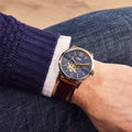 Fossil Townsman Automatic Blue Dial Brown Leather Strap Watch for Men - ME3110