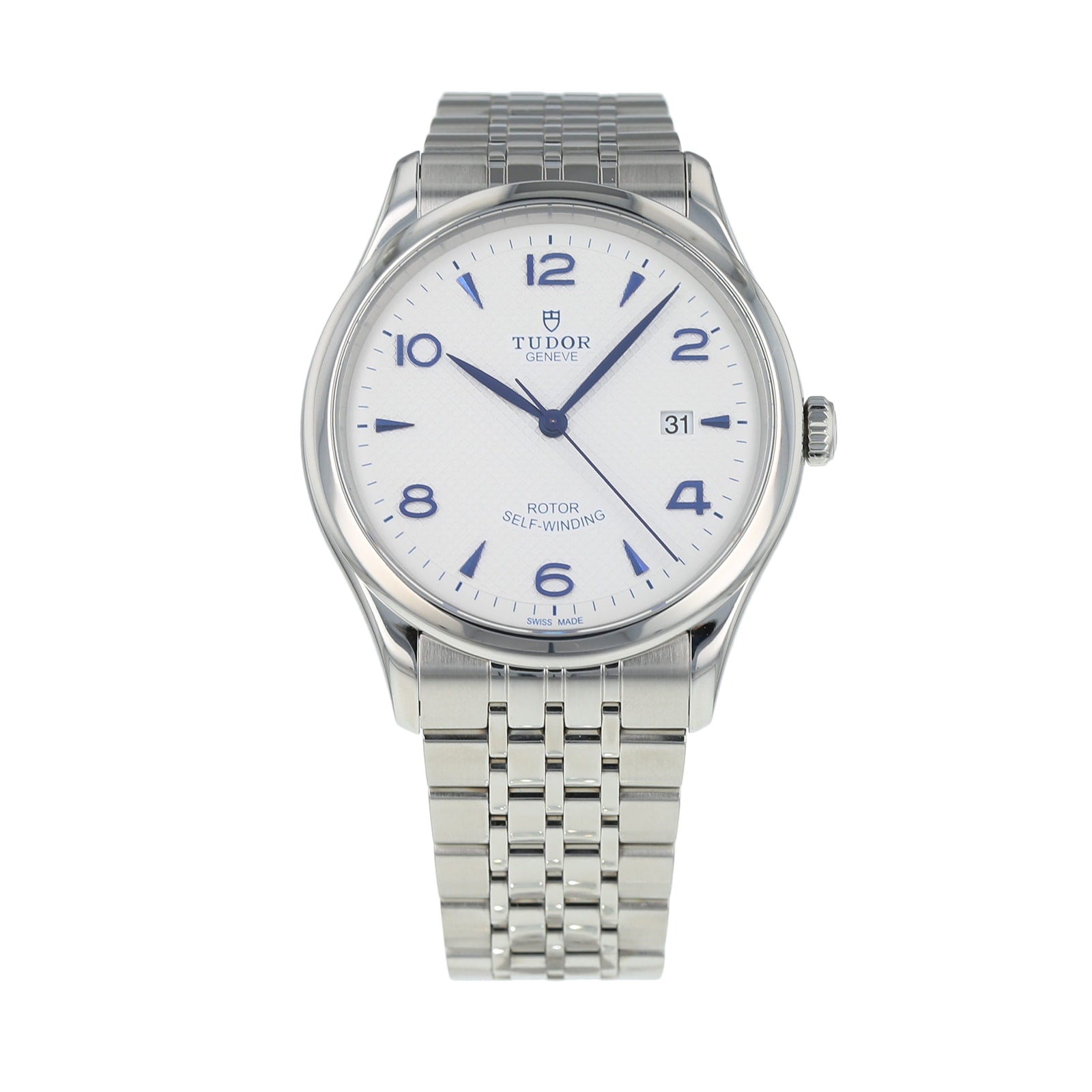 Tudor 1926 Automatic White Dial Silver Steel Strap Watch for Men - M91650-0005