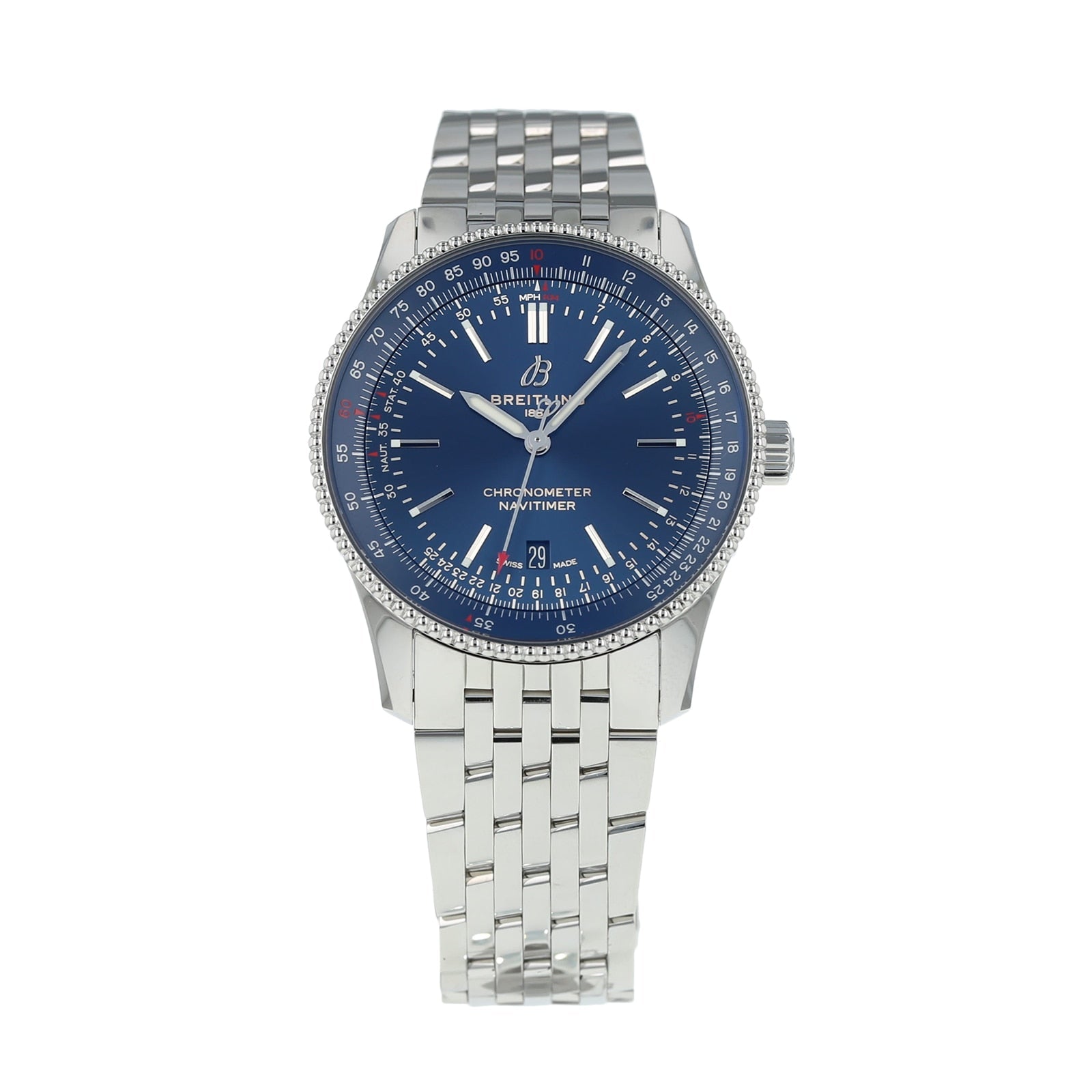 Breitling Navitimer Automatic 41mm Blue Dial Silver Steel Strap Watch for Men - A17326161C1A1