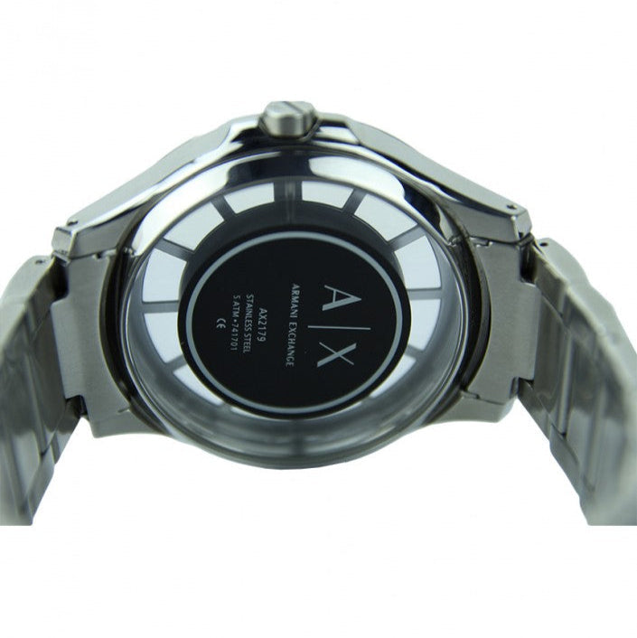 Armani Exchange Hampton Chronograph Black Dial Silver Steel Strap Watch For Men - AX2179