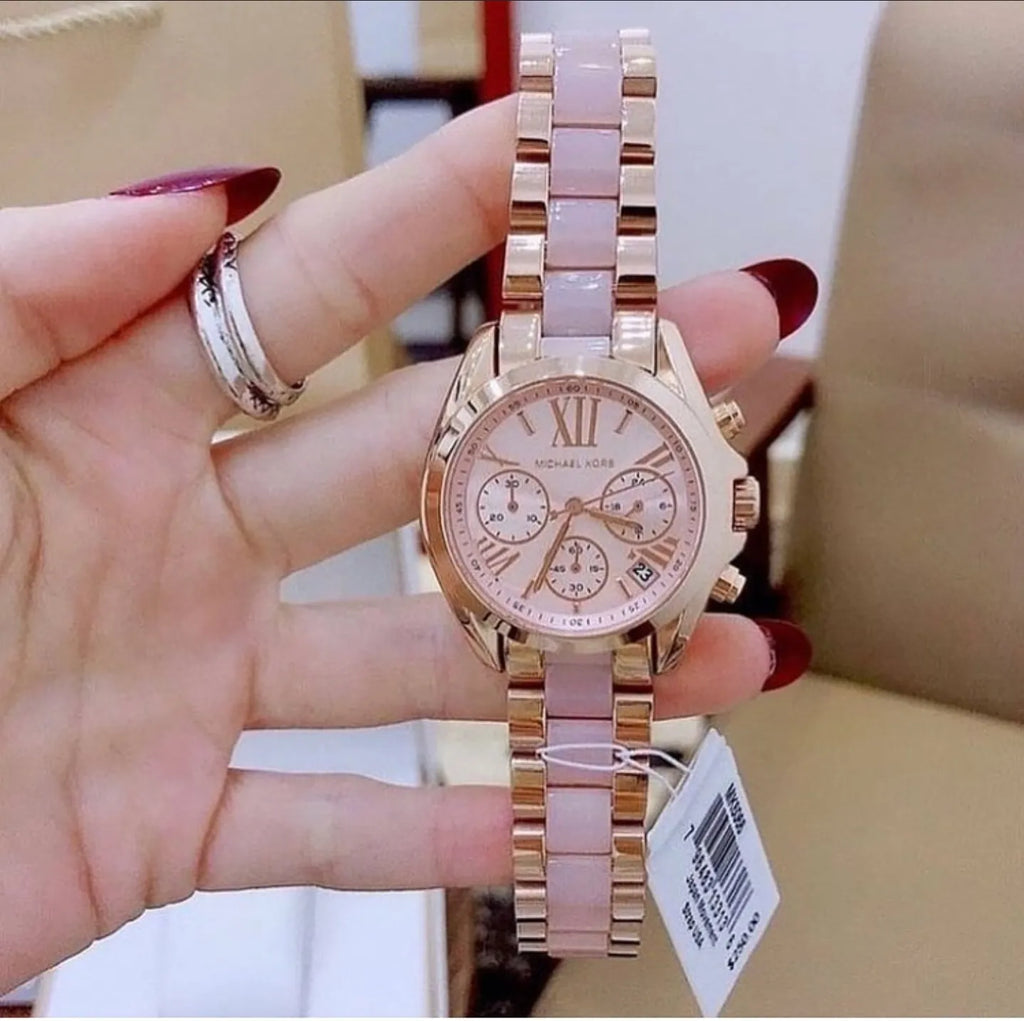 Michael Kors Bradshaw Rose Gold Dial Two Tone Steel Strap Watch for Women - MK6066