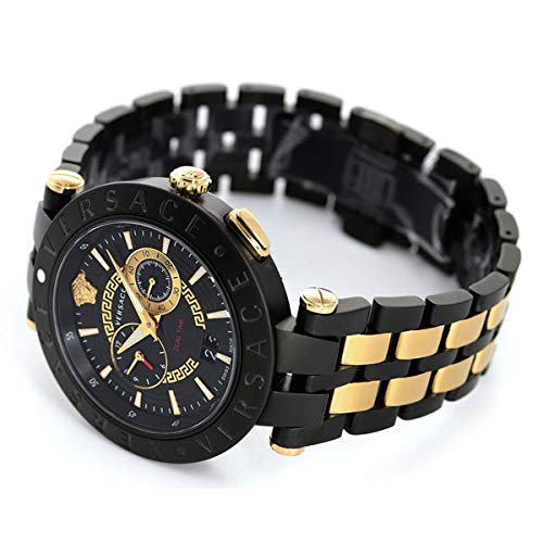 Versace V-Race Analog Quartz Black Dial Two Tone Steel Strap Watch For Men - VEBV00619