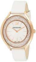 Swarovski Crystalline Aura Silver Dial White Leather Strap Watch for Women - 5519453