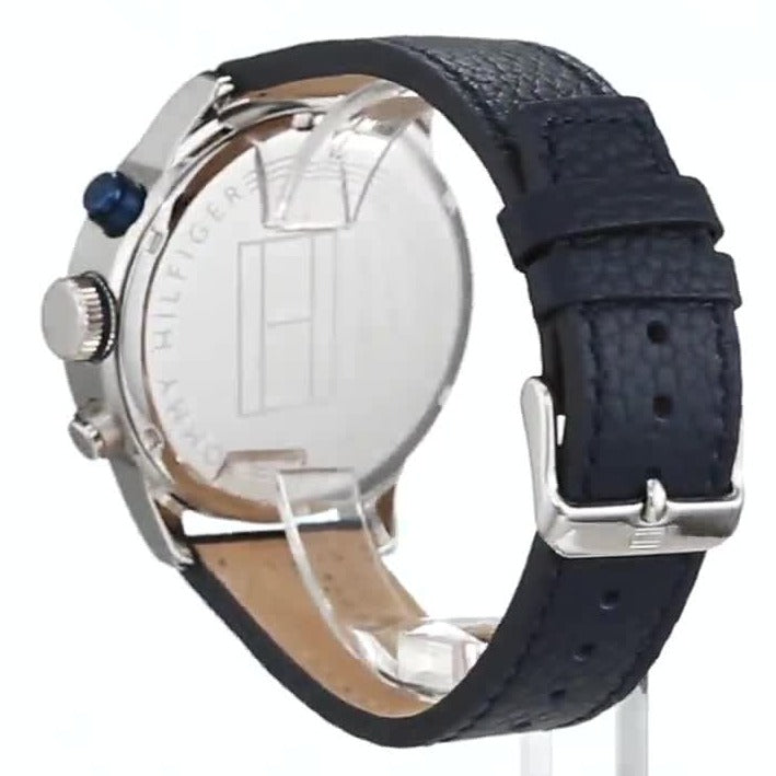 Tommy Hilfiger Jackson Silver Dial Black Leather Strap Watch for Men - 1791240
