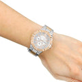 Guess Vista Analog Diamonds Silver Dial Two Tone Steel Strap Watch for Women - W0024L1