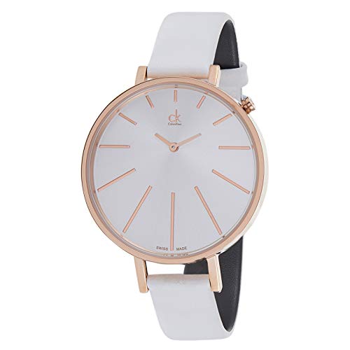 Calvin Klein Equal Silver Dial White Leather Strap Watch for Women - K3E236L6