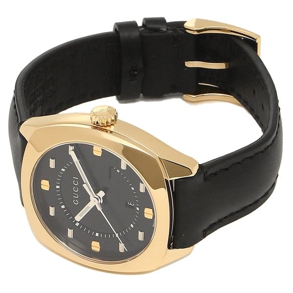 Gucci GG2570 Quartz Black Dial Black Leather Strap Watch For Women - YA142408