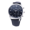 Emporio Armani Lambda Chronograph Blue Dial Blue Leather Strap Watch For Men - AR11018