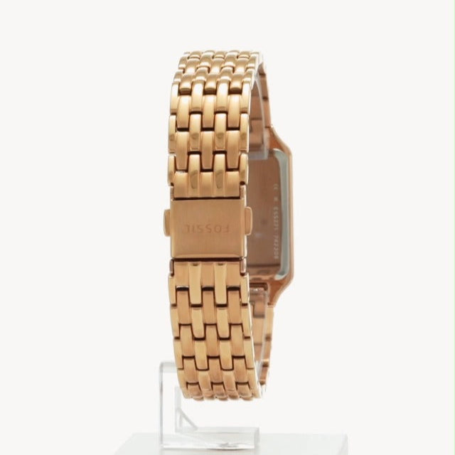 Fossil Raquel Three Hand Date White Dial Rose Gold Steel Strap Watch For Women - ES5271