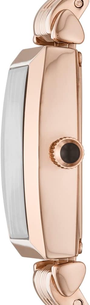 Emporio Armani Gianni T-Bar Analog Crystal Brown Dial Rose Gold Steel Strap Watch For Women - AR11407