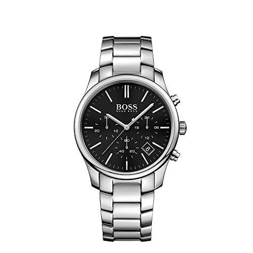Hugo Boss Commander Black Dial Silver Steel Strap Watch for Men - 1513433