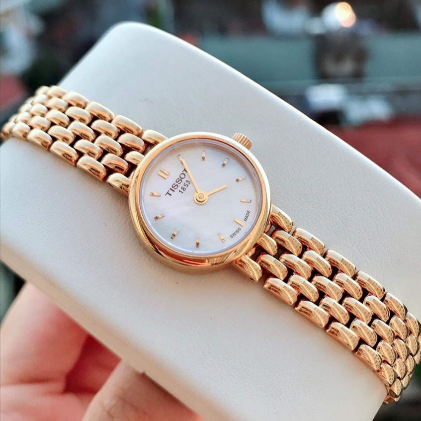 Tissot T Lady Lovely Silver Dial Rose Gold Steel Strap Watch For Women - T058.009.33.031.01
