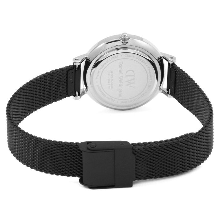 Daniel Wellington Petite Ashfield Black Dial Black Mesh Strap Watch For Women - DW00100308