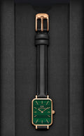 Daniel Wellington Quadro Pressed Sheffield Green Dial Black Leather Strap Watch For Women - DW00100439