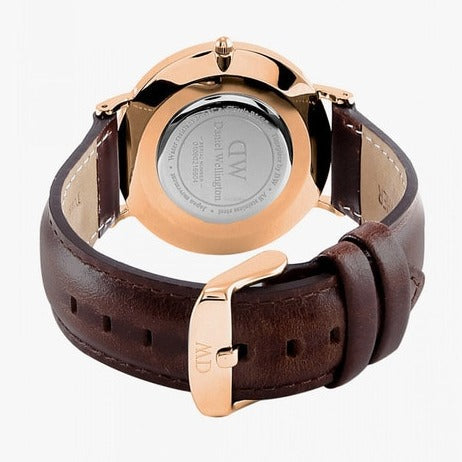 Daniel Wellington Classic Bristol White Dial Brown Leather Strap Watch For Women - DW00100039