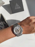 Guess Heiress Multifunction Diamonds Silver Dial Silver Steel Strap Watch for Women - GW0440L1