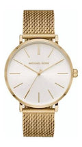 Michael Kors Auden Three Hand White Dial Gold Mesh Strap Watch for Women - MK7150