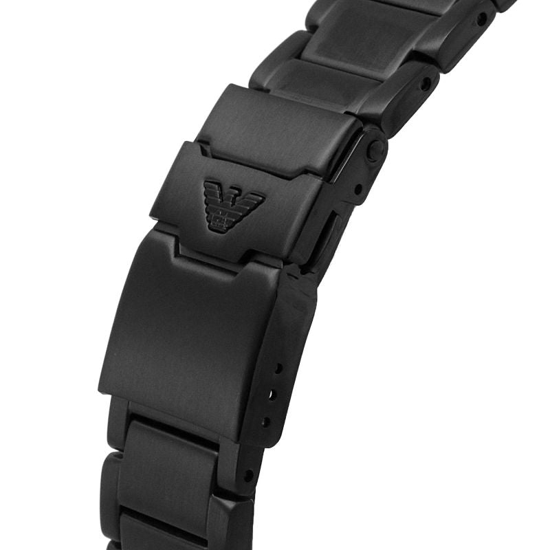 Emporio Armani Diver Chronograph Black Dial Black Steel Strap Watch For Men - AR80050