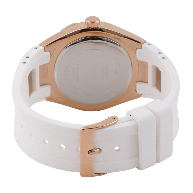 Guess Luna Diamonds White Dial White Rubber Strap Watch for Women - W0653L3