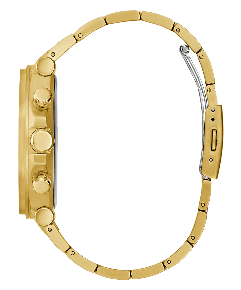Guess Edge Chronograph Black Dial Gold Steel Strap Watch For Men - GW0539G2
