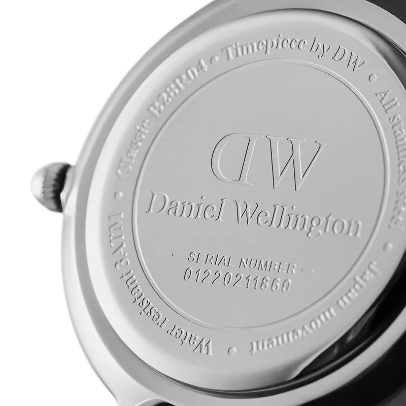 Daniel Wellington Classic Petite Sheffield White Dial Black Leather Strap Watch For Women - DW00100242