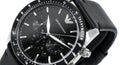 Emporio Armani Mario Chronograph Black Dial Black Leather Strap Watch For Men - AR11243