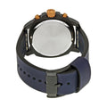 Fossil Modern Machine Chronograph Black Dial Blue Leather Strap Watch for Men - FS5066