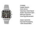 Fossil Retro Analog-Digital Black Dial Silver Steel Strap Watch for Men - FS5890