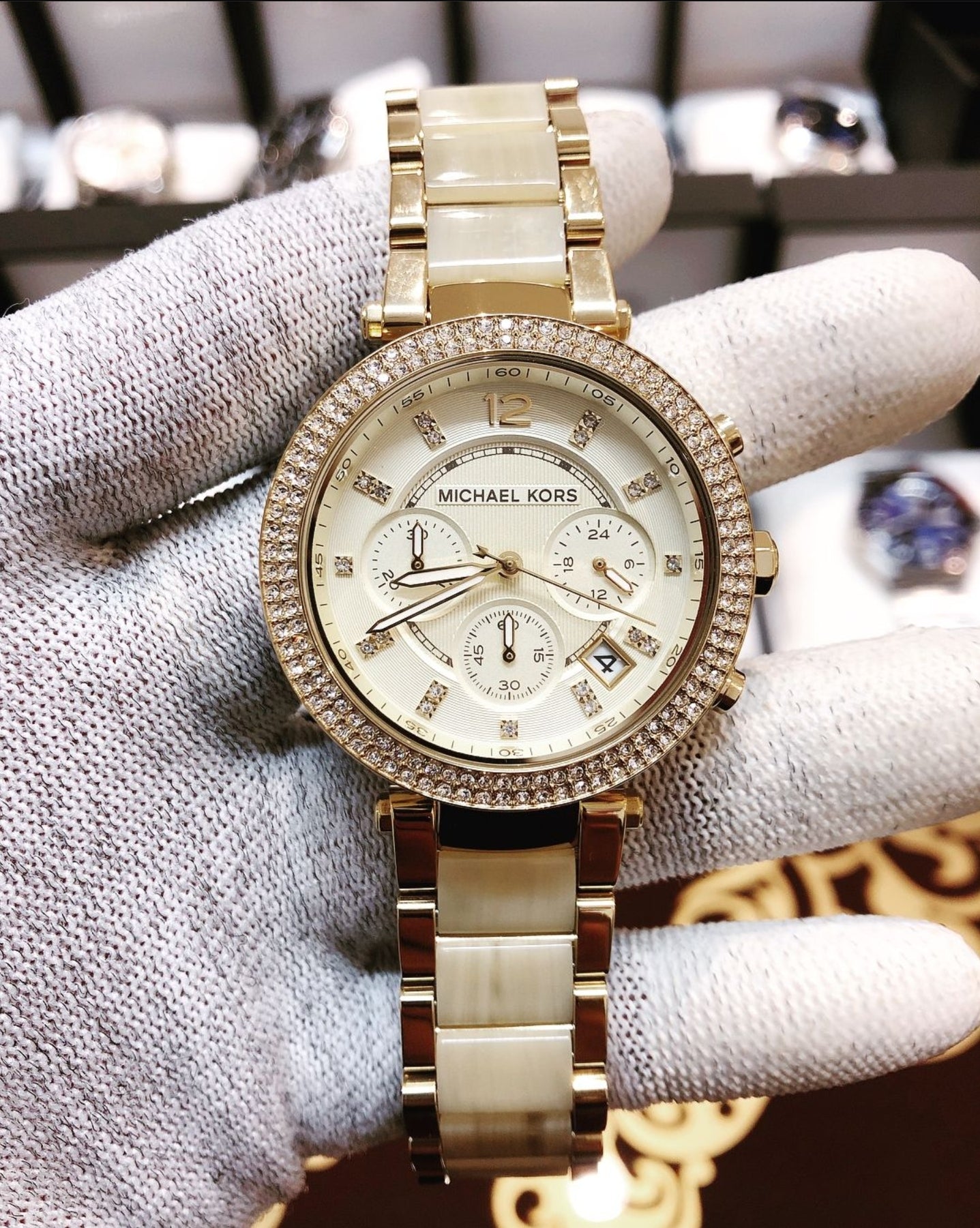 Michael Kors Parker Gold Dial Gold Steel Strap Watch for Women - MK5632