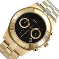 Marc Jacobs Blade Chronograph Black Dial Gold Steel Strap Watch for Women - MBM3309