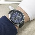 Hugo Boss Driver Sport Chronograph Blue Dial Black Leather Strap Watch for Men - 1513077