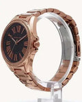 Michael Kors Kacie Three Hand Black Dial Rose Gold Steel Strap Watch for Women - MK6930