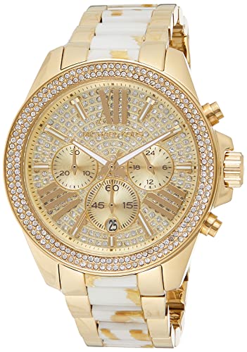 Michael Kors Wren Diamonds Gold Dial Two Tone Steel Strap Watch for Women - MK6157