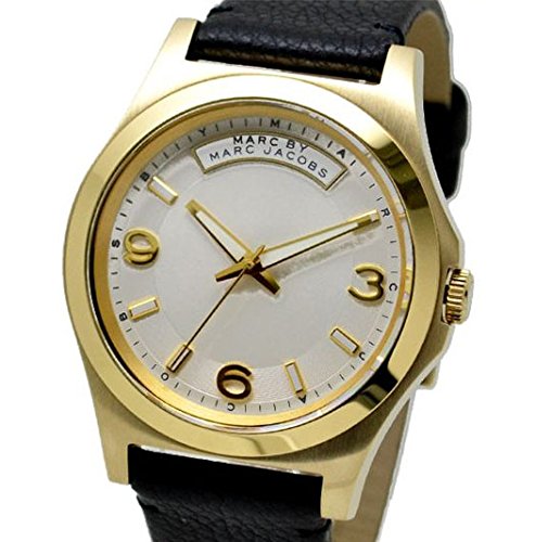 Marc Jacobs Baby Dave Gold Dial Black Leather Strap Watch for Women - MBM1264
