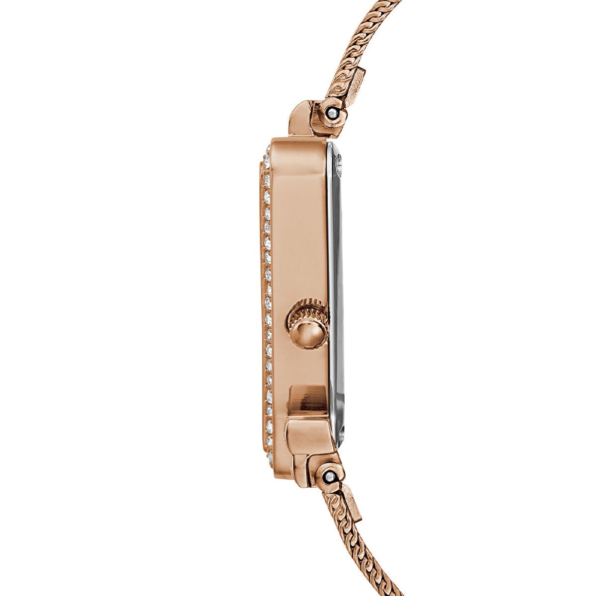 Guess Fame Diamonds Rose Gold Dial Rose Gold Mesh Bracelet Watch for Women - GW0508L3