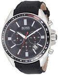Hugo Boss Driver Black Dial Black Leather Strap Watch for Men -1513087