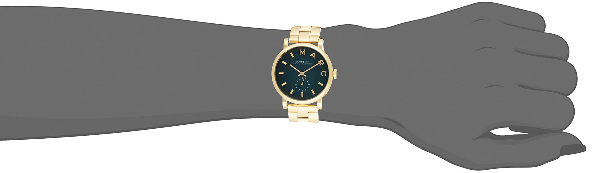 Marc Jacobs Baker Green Dial Gold Steel Strap Watch for Women - MBM3245