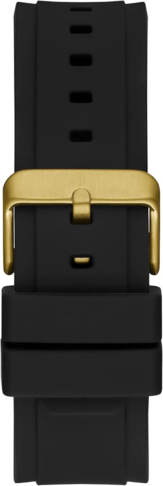 Guess Matrix Multifunction Gold Dial Black Rubber Strap Watch For Men - GW0423G2