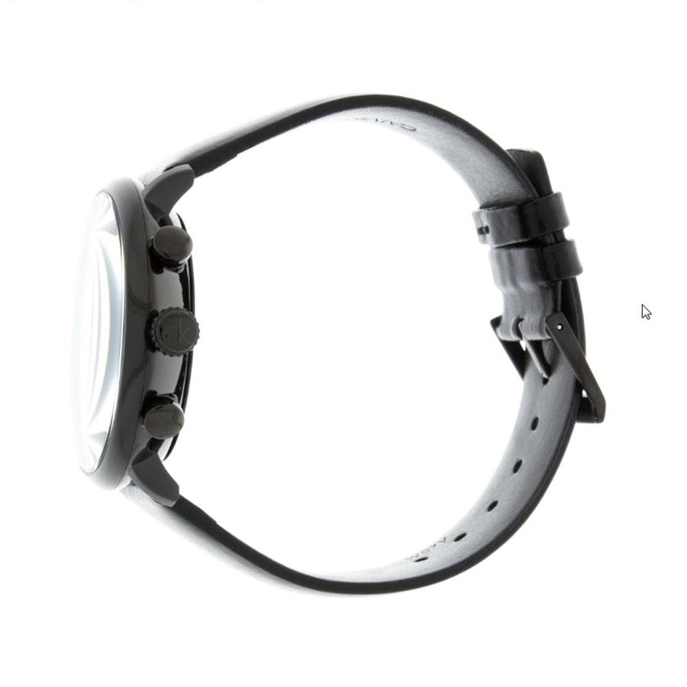 Calvin Klein High Noon Black Dial Black Leather Strap Watch for Men - K8M274CB