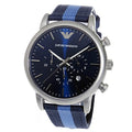 Emporio Armani Luigi Chronograph Quartz Blue Dial Blue Nylon Strap Watch For Men - AR1949