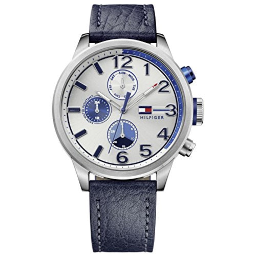 Tommy Hilfiger Jackson Silver Dial Black Leather Strap Watch for Men - 1791240