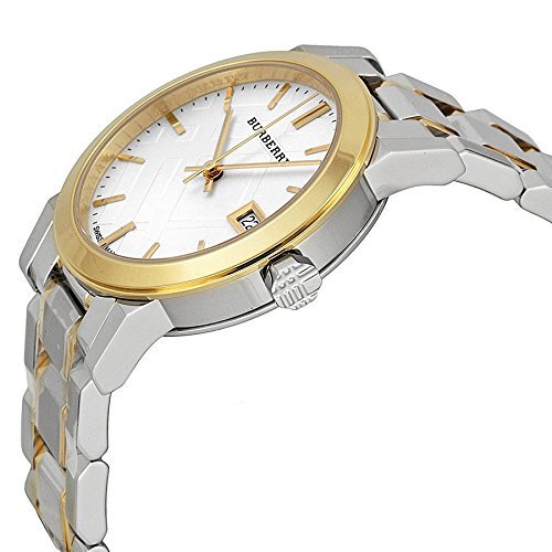 Burberry The City White Dial Two Tone Steel Strap Watch for Women - BU9115