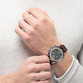Hugo Boss Grand Prix Grey Dial Brown Leather Strap Watch for Men -  1513476