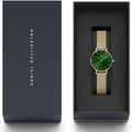 Daniel Wellington Petite Emerald Green Dial Gold Mesh Strap Watch For Women - DW00100479