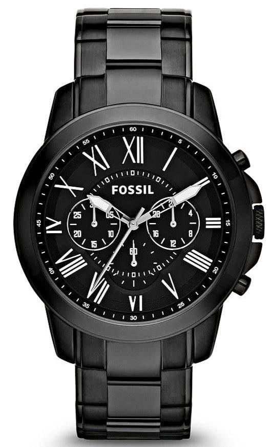 Fossil Grant Chronograph Black Dial Black Steel Strap Watch for Men - FS4832