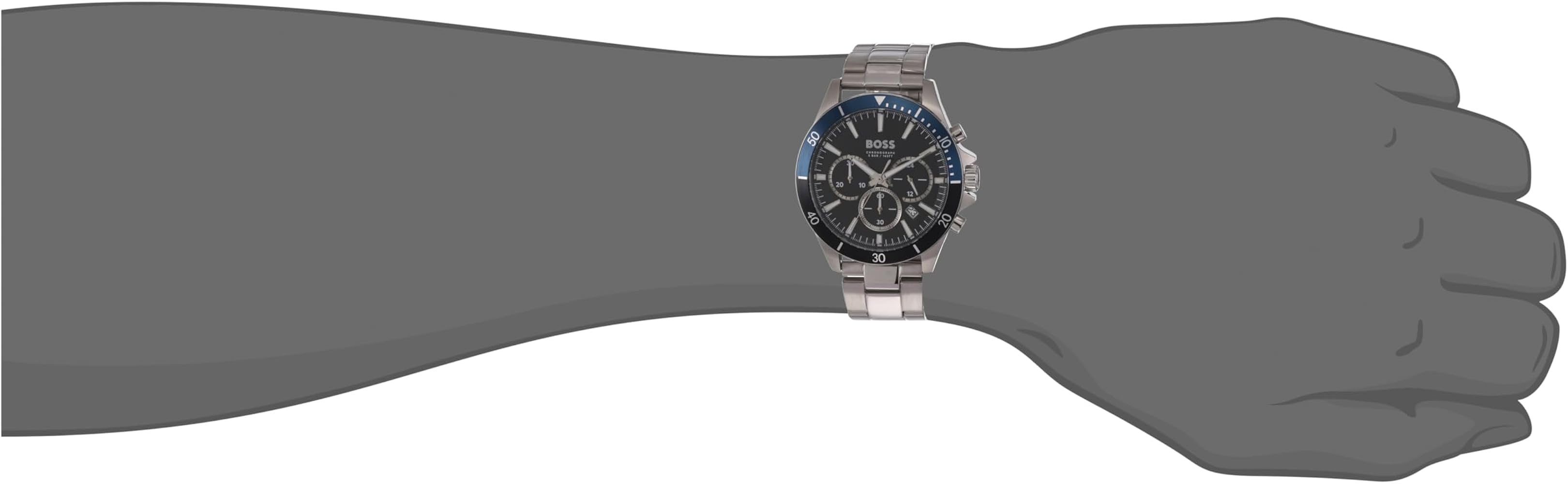 Hugo Boss Troper Chronograph Black Dial Silver Steel Strap Watch For Men - 1514101